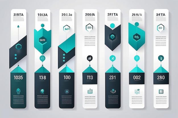 Timeline di visualizzazione dei dati aziendali icone infografiche progettate per modello di sfondo astratto elemento di pietra miliare diagramma moderno tecnologia di processo grafico di presentazione di dati di marketing digitale vettore