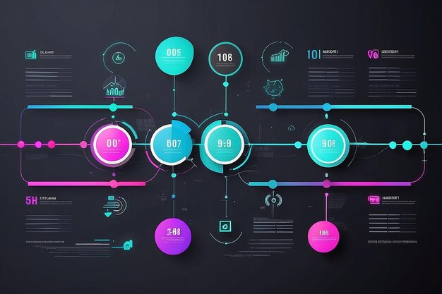 Timeline di visualizzazione dei dati aziendali icone infografiche progettate per modello di sfondo astratto elemento di pietra miliare diagramma moderno