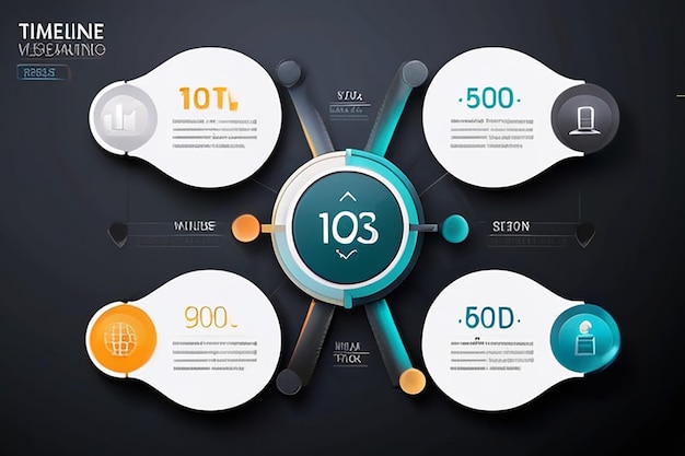 Timeline di visualizzazione dei dati aziendali icone infografiche progettate per modello di sfondo astratto elemento di pietra miliare moderno