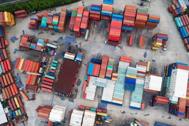 Tin Shui Wai, Hong Kong, 29 settembre 2018:- Veduta aerea dello stoccaggio del container a Hong Kong