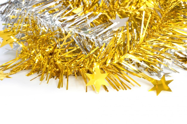 Tinsel in oro e argento per decorazioni natalizie
