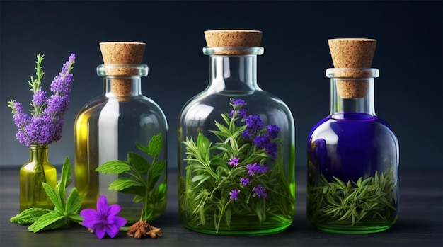 Tintura di erbe medicinali in bottiglie