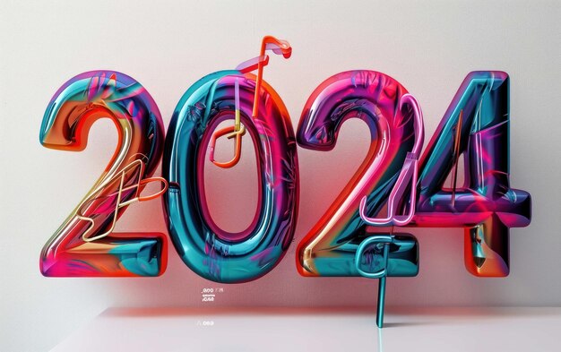 Tipografia 3D Buon anno 2024.