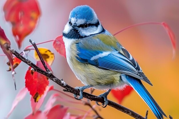 Tit blu eurasiatico cyanistes caeruleus illustrato