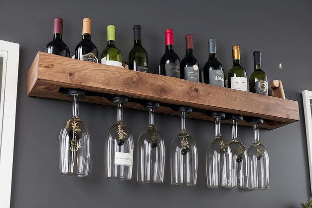 Titolare di bottiglia di vino galleggiante DIY in un bar contemporaneo