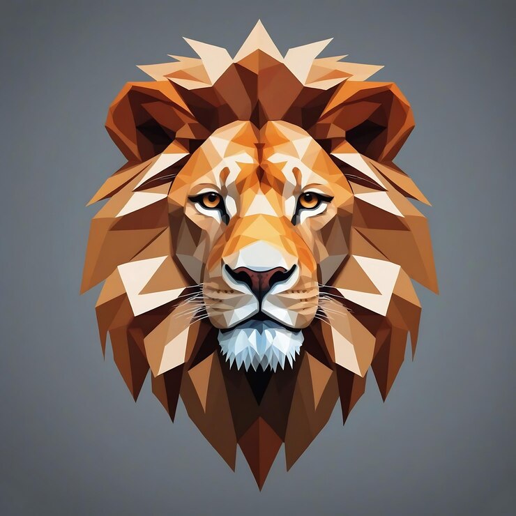 Titolo testa di leone in stile poligono basso Adatto per progetti di design grafico logo fauna selvatica