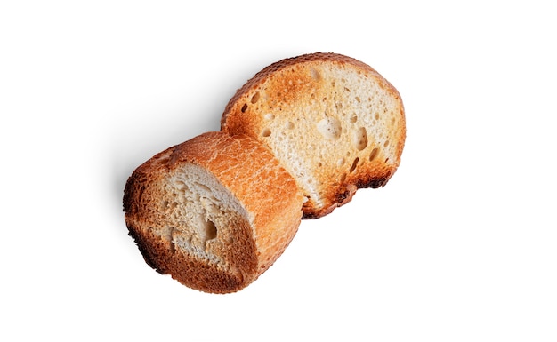 Toast baguette isolato su uno sfondo bianco