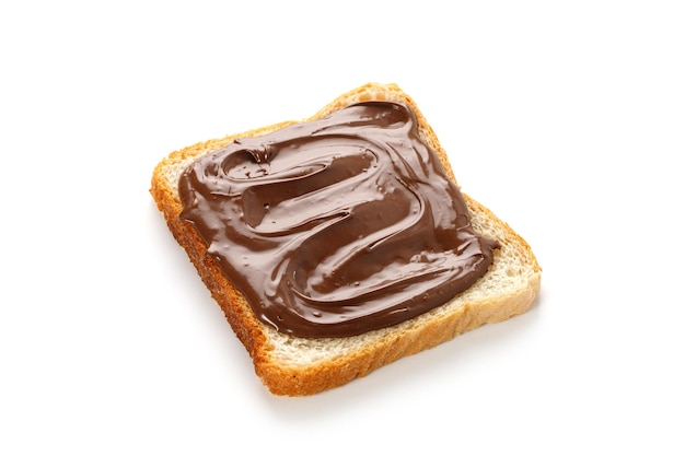 Toast sandwich con crema al cioccolato Pane con ricciolo di cioccolato fondente liquido