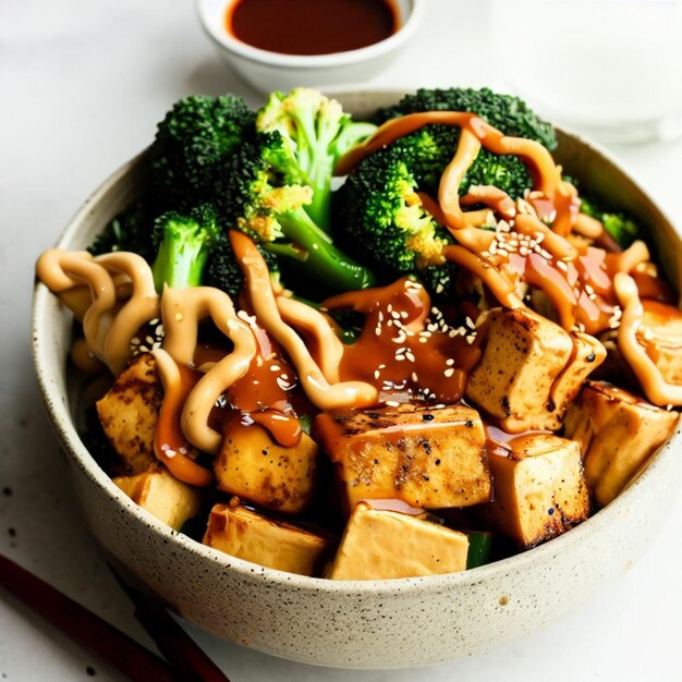 Tofu Udon con broccoli e semi di sesamo