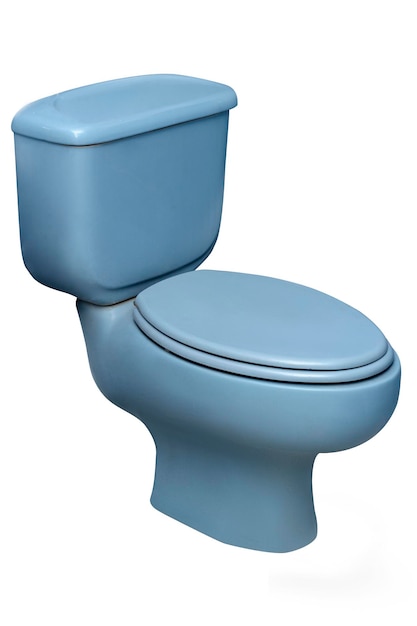 Toilette blu isolata su sfondo bianco