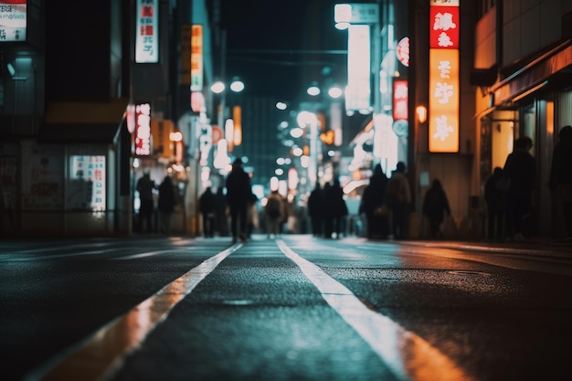 Tokyo City by Night illustrazione 3d viste sulla città luci al neon