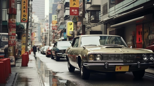 Tokyo fotorealistica negli anni '60 Auto per le strade di Tokyo Catturare lo spirito del Giappone