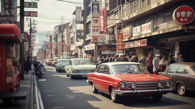 Tokyo fotorealistica negli anni '60 Auto per le strade di Tokyo Catturare lo spirito del Giappone