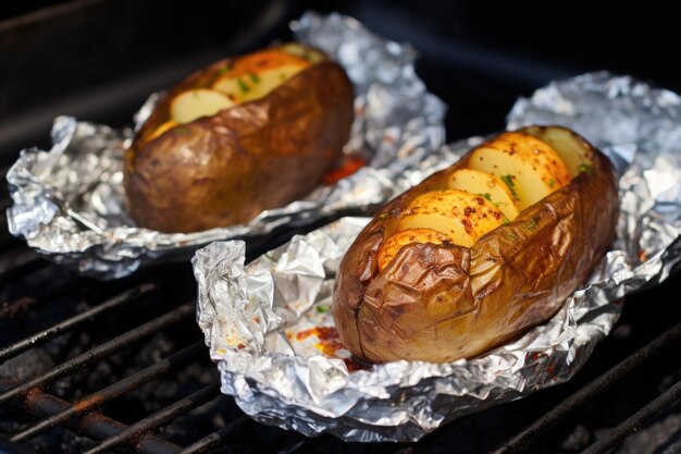 Tolte dal fuoco patate al forno calde e fumanti al cartoccio