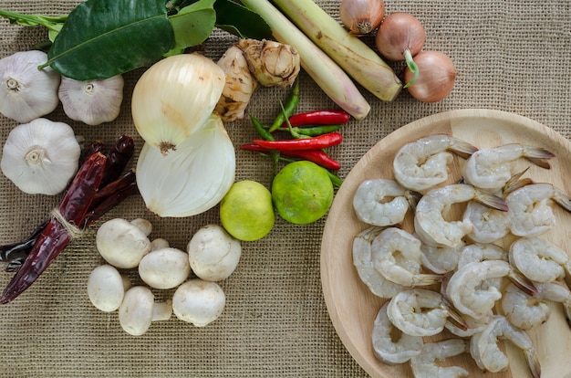 Tom Yum ingredienti a base di erbe, cibo tailandese