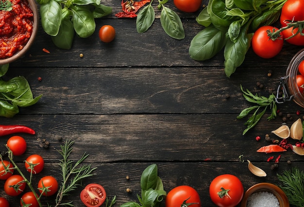 Tomate lasciano il legno sullo sfondo