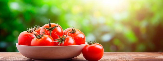 Tomati in una ciotola in giardino Focalizzazione selettiva