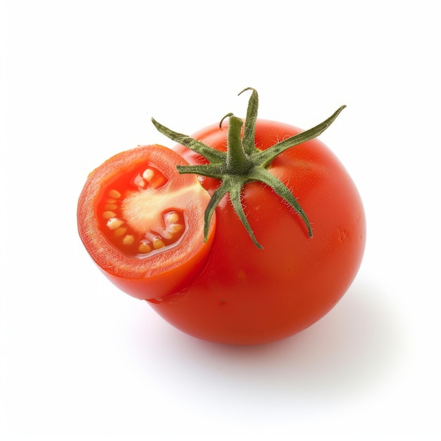 Tomato rosso singolo con un cuneo tagliato