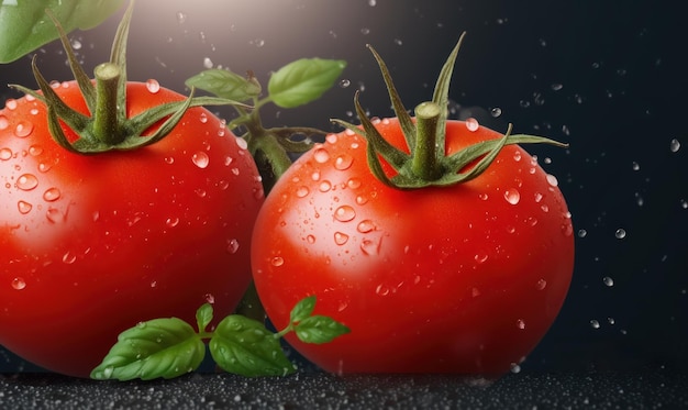 Tomato rosso sullo sfondo per la pubblicità sui social media Verdure per un'alimentazione sana Generative Ai