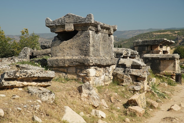 Tomba nella città antica di Hierapolis Pamukkale Denizli Turkiye