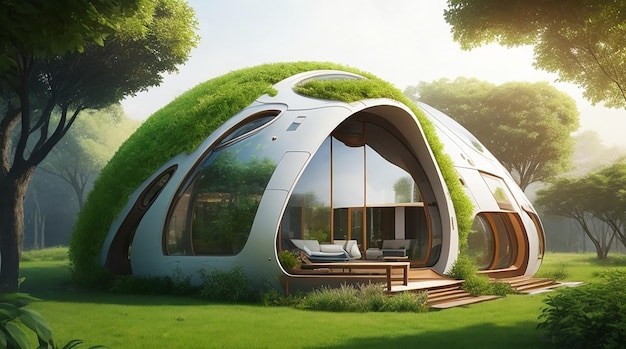 Tomorrows Eco Haven Un'odissea visiva nella casa verde futuristica ideale