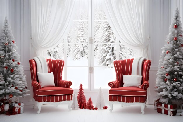 Toni bianchi e rossi sfondo interno natalizio