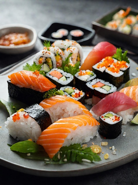 Tonno sushi sul piatto bianco