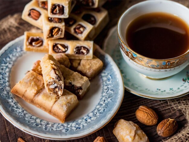 Top view biscotti con una tazza di caffè