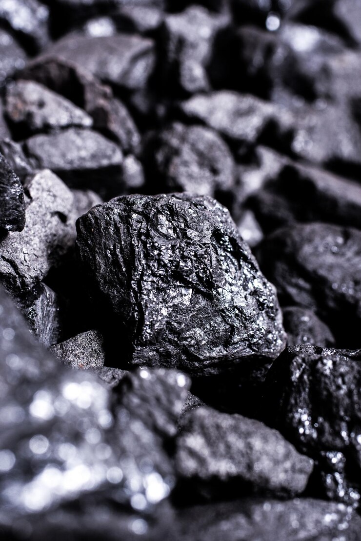 Top view of a coal mine mineral black for background. Used as fuel for industrial coke.