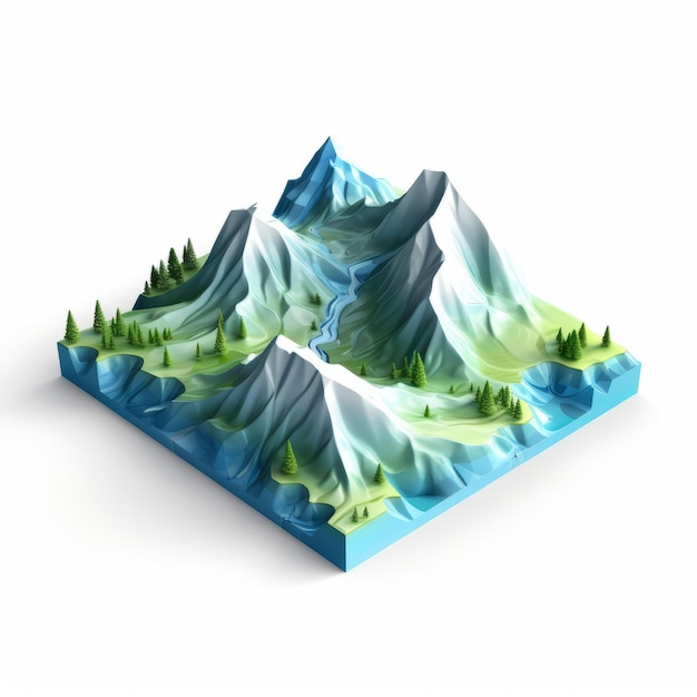 Topografia accurata Illustrazione 3D della montagna con un potente simbolismo