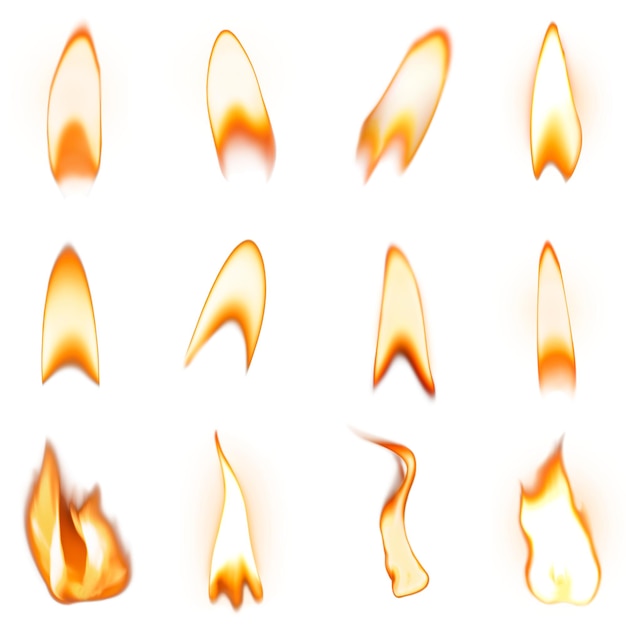 Torcia fiamma adesivo png blu realistico set di fuoco ardente