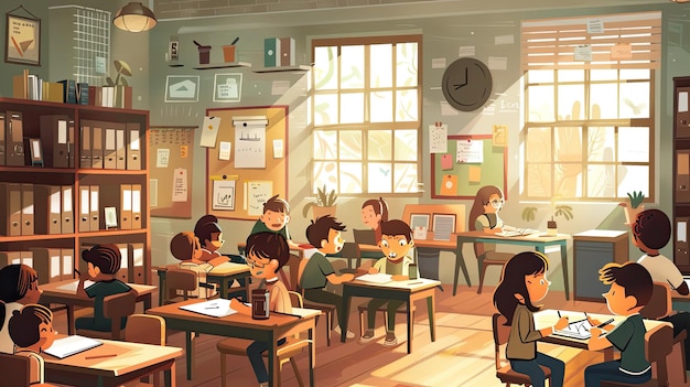 Torna a scuola: elementi essenziali illustrazioni vivaci per il successo scolastico
