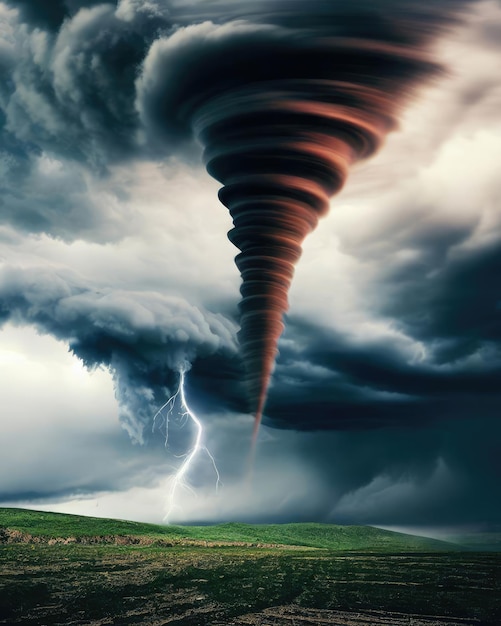 Tornado in un paesaggio tempestoso