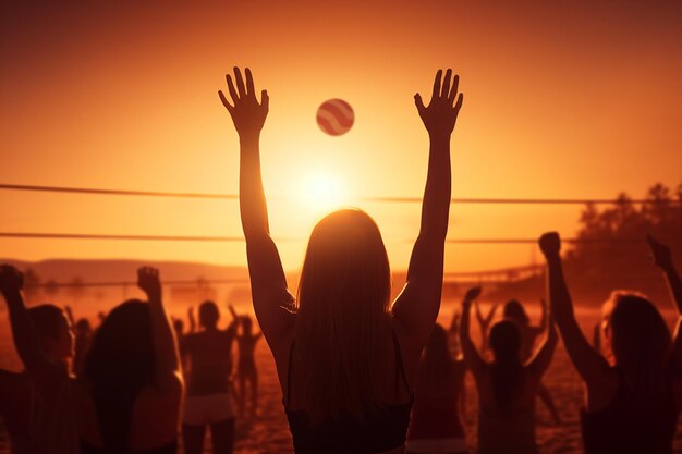 Torneo di beach volleyball con spettatori che applaudono