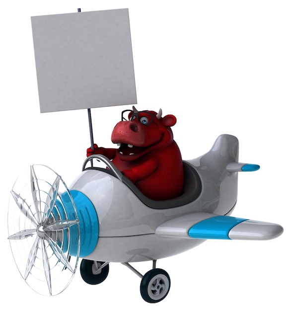 Toro rosso divertente - illustrazione 3D