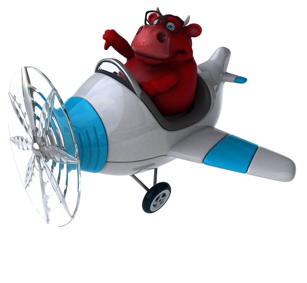 Toro rosso divertente - illustrazione 3D