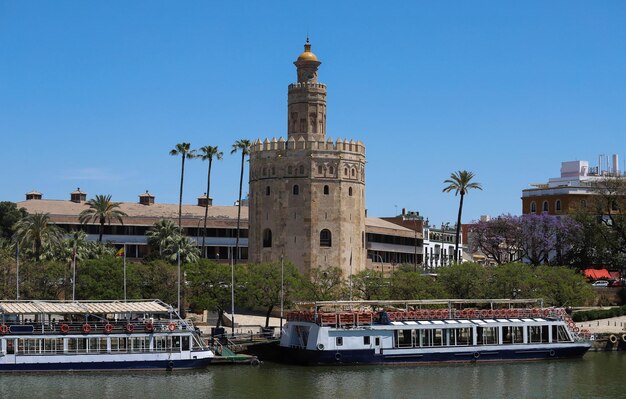 Torre del Oro Torre d'Oro sulla riva del fiume Guadalquivir Siviglia Spagna