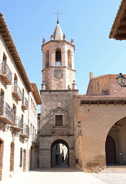 Torre della chiesa Asuncion in Cantavieja, provincia di Teruel, Aragona, Spagna, costruita nel 1612