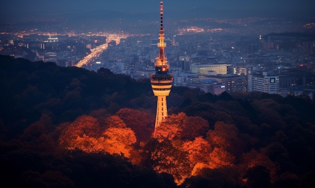 torre di seul della città di notte