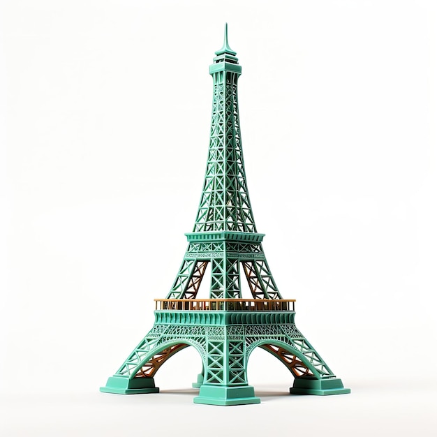 Torre Eiffel di Parigi, Francia, con un veicolo 3D e uno sfondo isolato