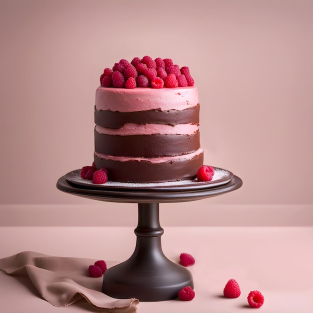 Torta a tre strati decorata con bacche rosse