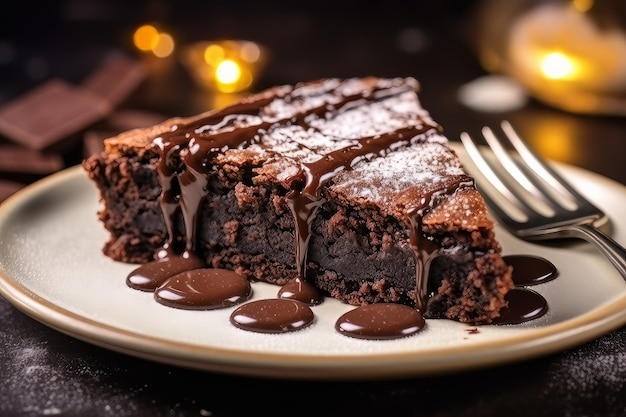 Torta al cioccolato brownie pezzo di torta dolci fatti in casa