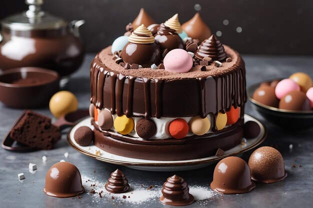 Torta al cioccolato con bonbon