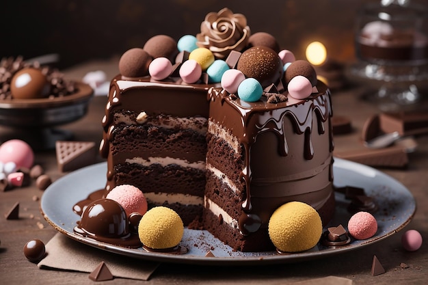 Torta al cioccolato con bonbon