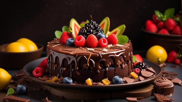 Torta al cioccolato con frutta fresca