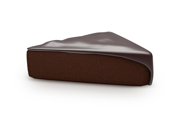Torta al cioccolato con una copertura di cioccolato su sfondo bianco rendering 3d