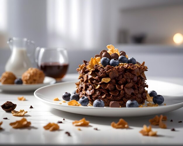 Torta al cioccolato Cornflakes Fotografia AI generativa