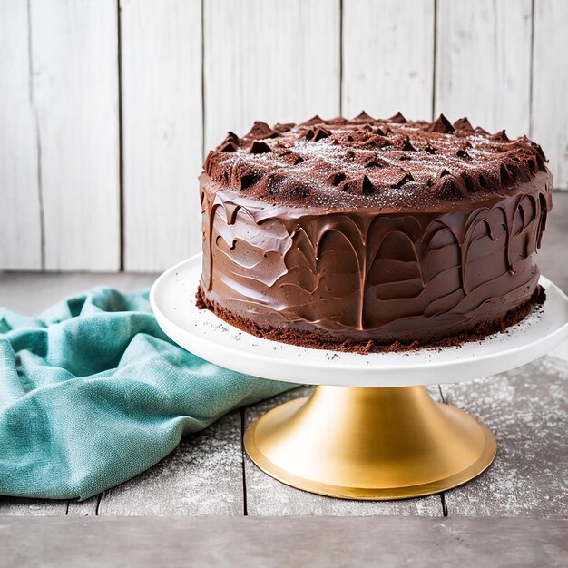 Torta al cioccolato decadente con strati di glassa e frutti di bosco