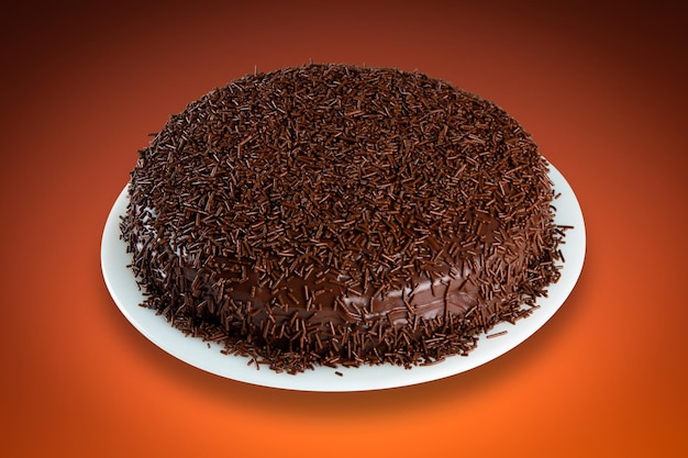 Torta al cioccolato e glassa di brigadeiro vista dall'alto