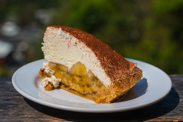 Torta al cioccolato sul piatto bianco